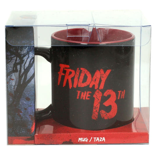 Taza negra de cerámica de Viernes 13 con máscara y detalles rojos - 3