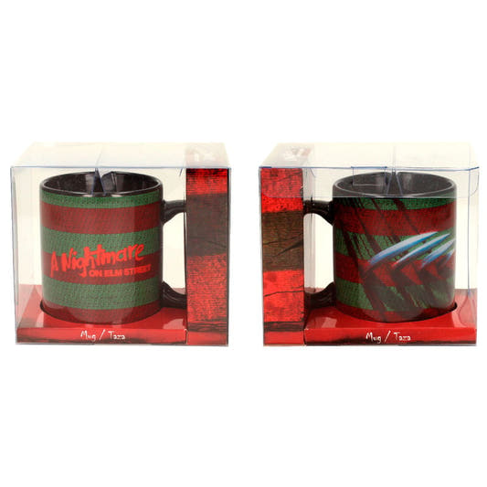 Taza de cerámica de Freddy de Pesadilla en Elm Street con diseño rojo y verde