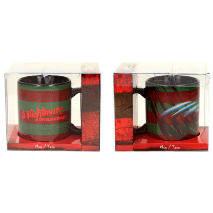 Taza de cerámica de Freddy de Pesadilla en Elm Street con diseño rojo y verde
