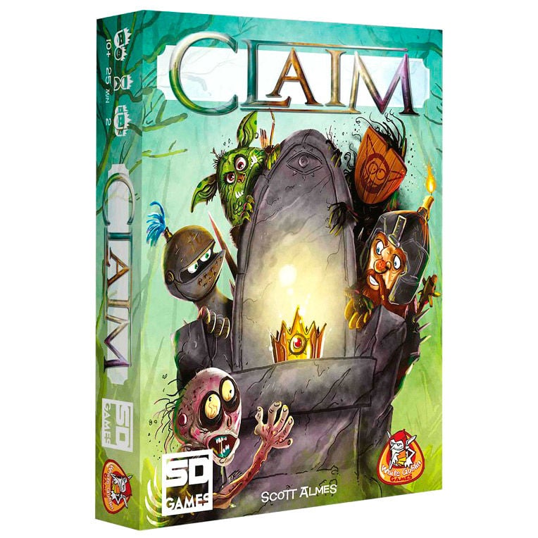 Caja del juego de cartas Claim de SD Games con personajes fantásticos