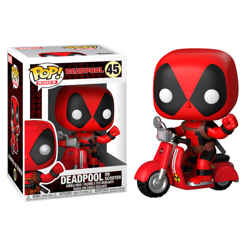 Figura Funko POP! de Deadpool sobre un scooter rojo - 2