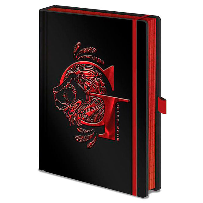 Cuaderno A5 de Harry Potter con escudo de Gryffindor en negro y rojo