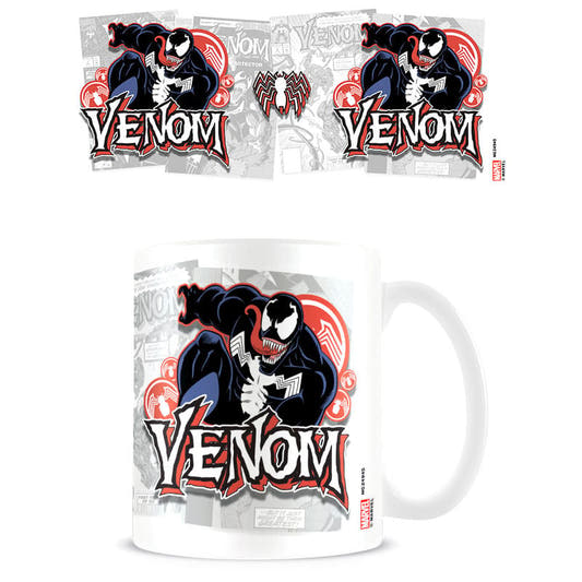 Taza de cerámica Venom Marvel con diseño en negro, blanco, gris y rojo