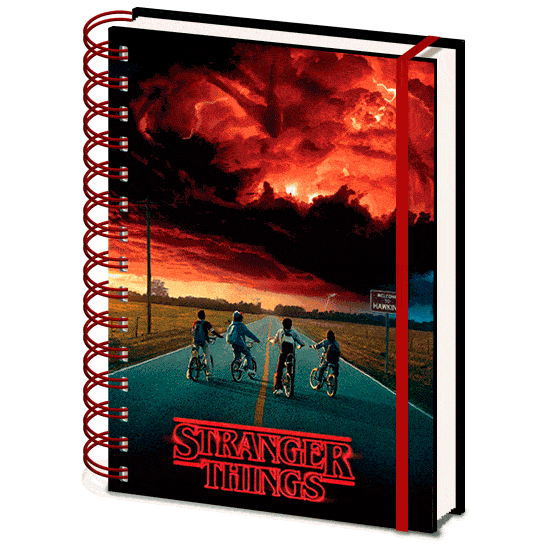 Cuaderno A5 lenticular Stranger Things con protagonistas en bicicleta