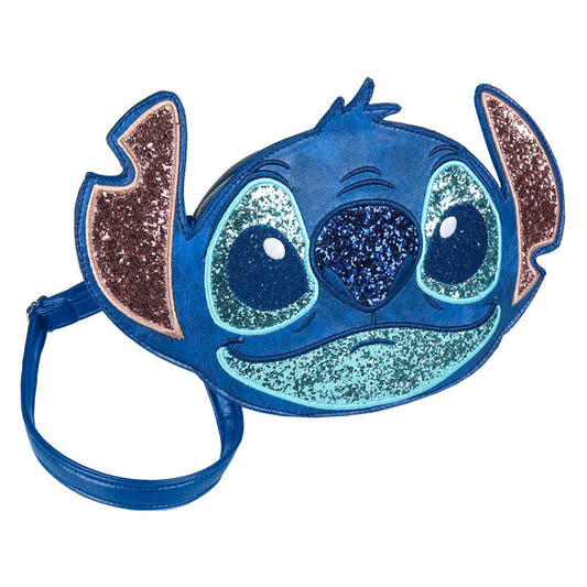 Bolso bandolera azul 3D de Stitch Disney con detalles brillantes
