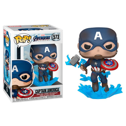 Figura Funko POP! de Captain America con escudo roto y Mjolnir