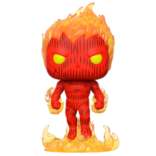 Figura Funko POP! de La Antorcha Humana rodeada de llamas