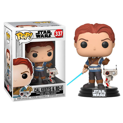 Figura Funko POP! de un Jedi de Star Wars con sable azul y droide - 2