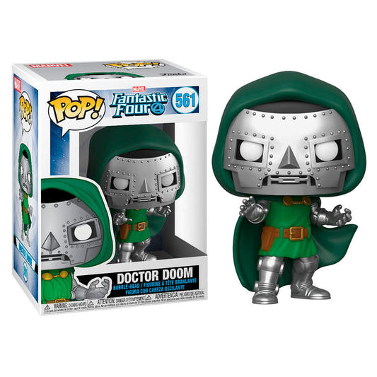 Figura Funko POP! de Doctor Doom con armadura plateada y capa verde - 2