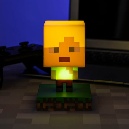 Lámpara pixelada de Alex de Minecraft sobre una base de hierba y tierra - 2