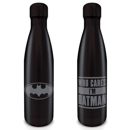Botella metálica negra de Batman DC Comics con emblema gris - 2