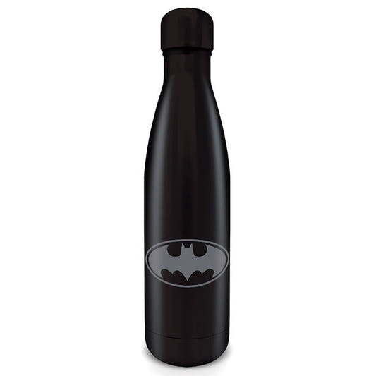 Botella metálica negra de Batman DC Comics con emblema gris