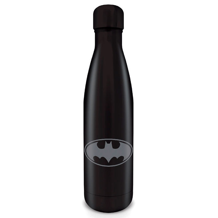 Botella metálica negra de Batman DC Comics con emblema gris