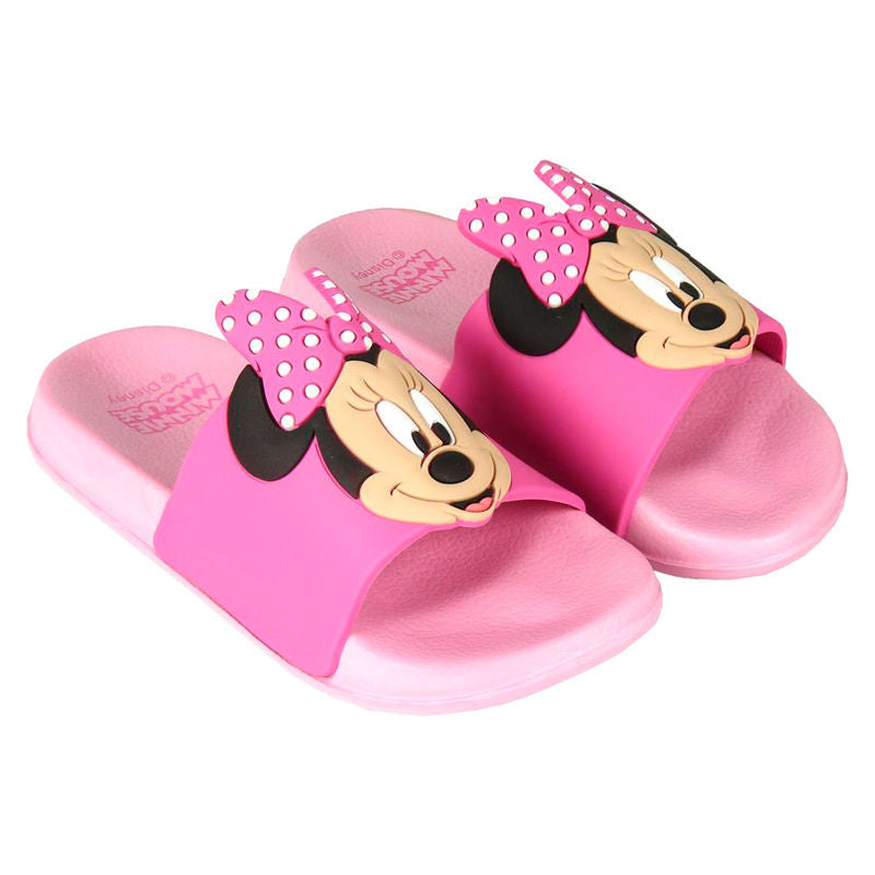 Chanclas rosas de Minnie Disney con lazo de lunares