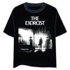 Camiseta negra The Exorcist con estampado frontal en blanco y negro