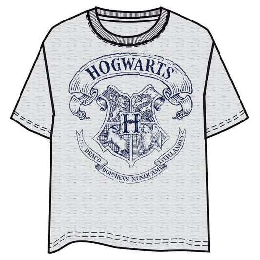 Camiseta gris de Harry Potter con escudo de Hogwarts estampado