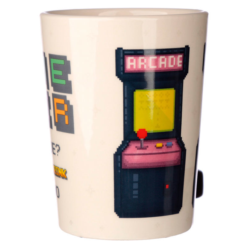 Taza PUCKATOR Game Over con asa 3D de joystick arcade - 3