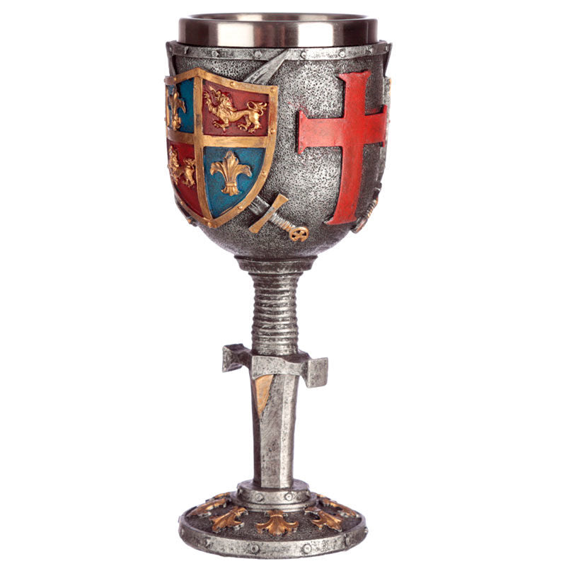 Copa medieval PUCKATOR con escudo heráldico y espada - 2