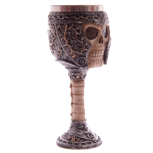 Copa gótica PUCKATOR con calavera en relieve y tallo decorado - 2