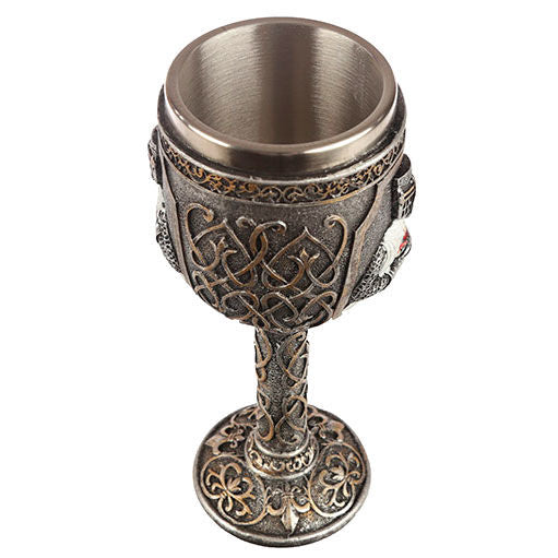 Copa medieval PUCKATOR con caballero cruzado y relieves góticos - 2