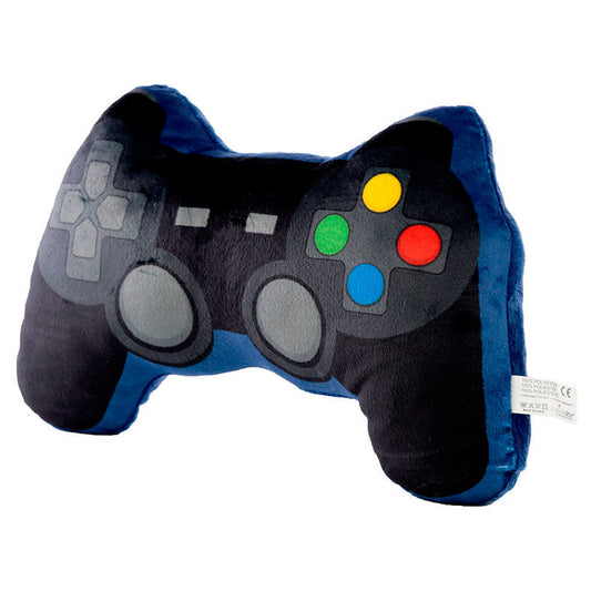 Cojín con forma de mando de videojuegos Game Over en negro y azul