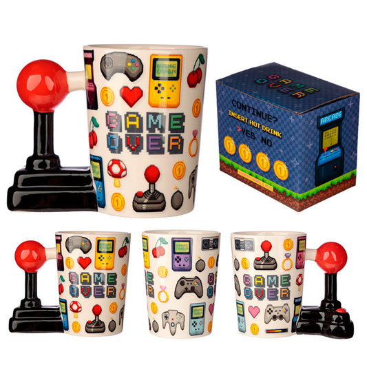 Taza Puckator Game Over con asa 3D de joystick rojo - 6