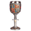 Copa medieval PUCKATOR con escudo heráldico y espada