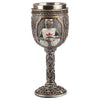Copa medieval PUCKATOR con caballero cruzado y relieves góticos