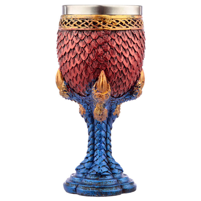 Copa gótica PUCKATOR con escamas rojas y garra de dragón