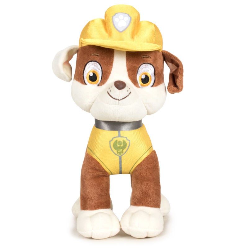 Peluche de Rubble de Paw Patrol con casco y uniforme amarillo