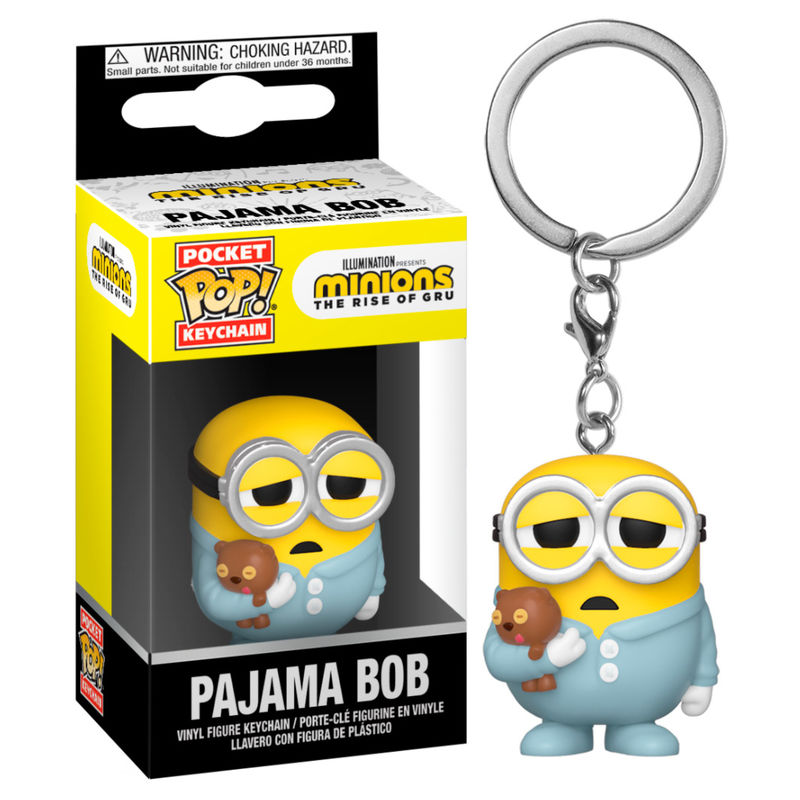 Llavero FUNKO Pocket POP! de Bob de Minions 2 con pijama azul y oso de peluche - 2