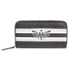 Cartera Zelda Nintendo negra con franjas blancas y emblema frontal