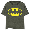 Camiseta gris oscura de Batman con logo amarillo frontal