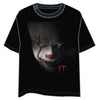 Camiseta negra de IT para adulto con estampado frontal del payaso