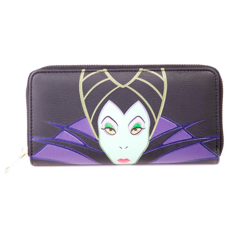 Cartera Disney de Maléfica con diseño morado y cremallera