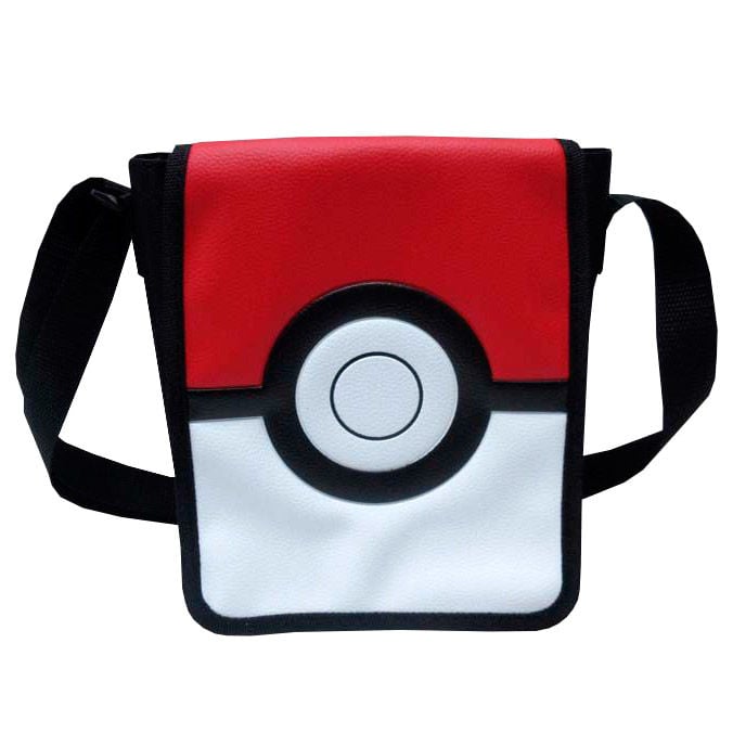 Bandolera de Pokémon con diseño de Poké Ball en rojo, blanco y negro