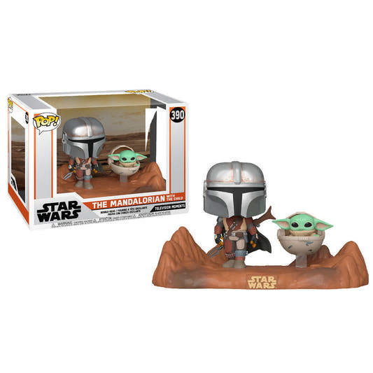 Figura Funko POP! del Mandaloriano y Grogu sobre una base rocosa de Star Wars - 2
