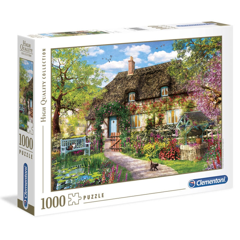 Puzzle Clementoni The Old Cottage de 1000 piezas con casa de campo y jardín