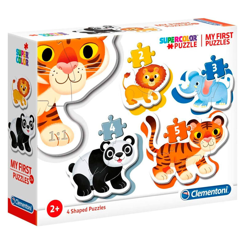 Caja de cuatro puzzles Clementoni de animales salvajes