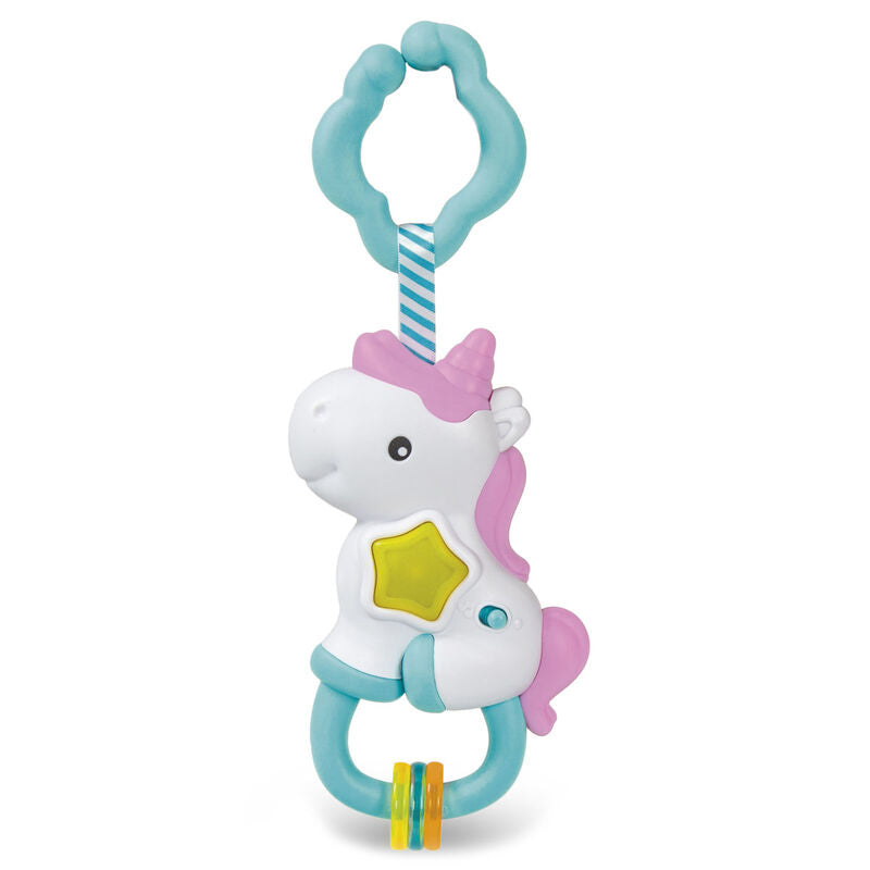 Sonajero musical Clementoni con forma de unicornio, luces y colgantes de colores - 2