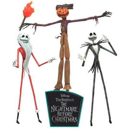 Blister con tres figuras de Jack Skellington en distintas versiones