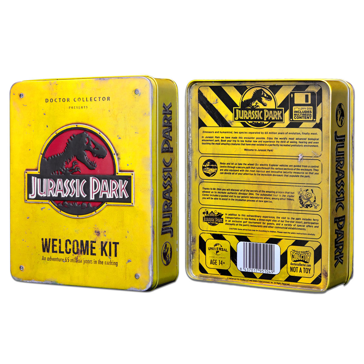 Caja metálica amarilla Jurassic Park Welcome Kit de DOCTOR COLLECTOR