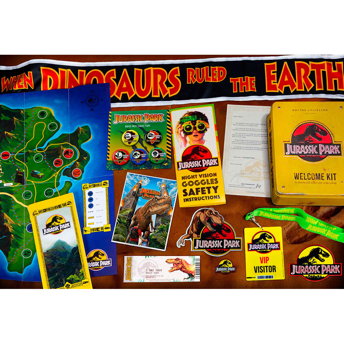 Caja metálica amarilla Jurassic Park Welcome Kit de DOCTOR COLLECTOR - 4