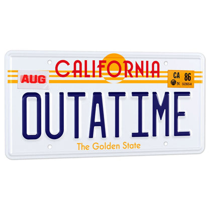 Réplica de matrícula OUTATIME del DeLorean de Regreso al Futuro