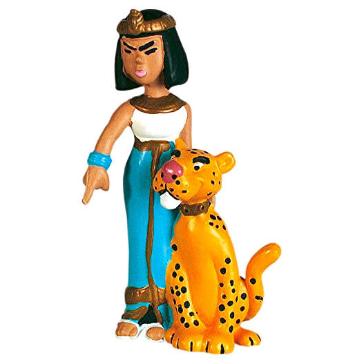 Figura PLASTOY de Cleopatra de Asterix junto a un felino moteado