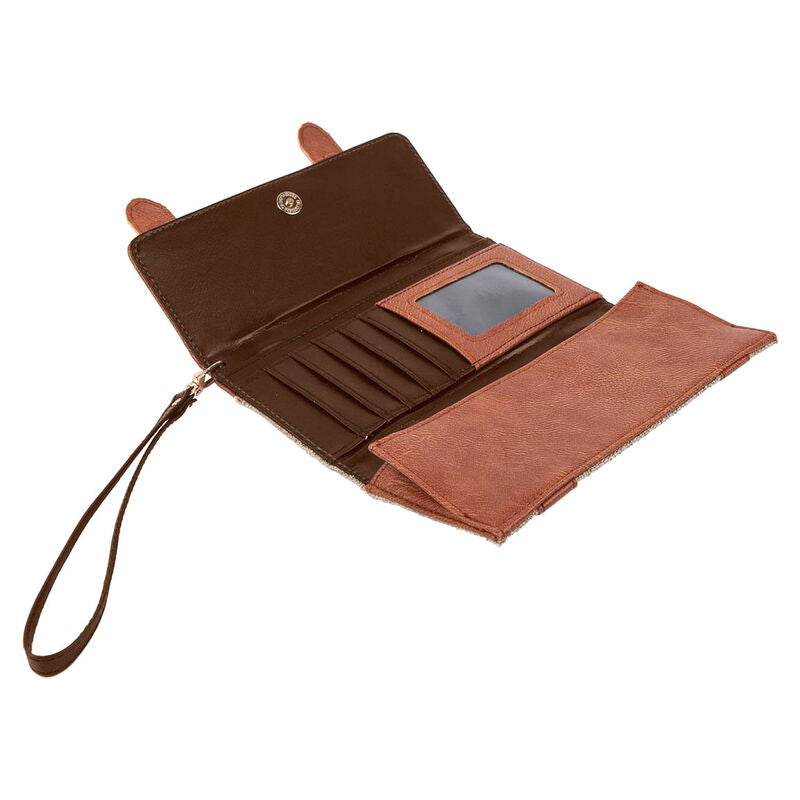 Cartera marrón Harry Potter Platform 9 3/4 con asa de muñeca - 3