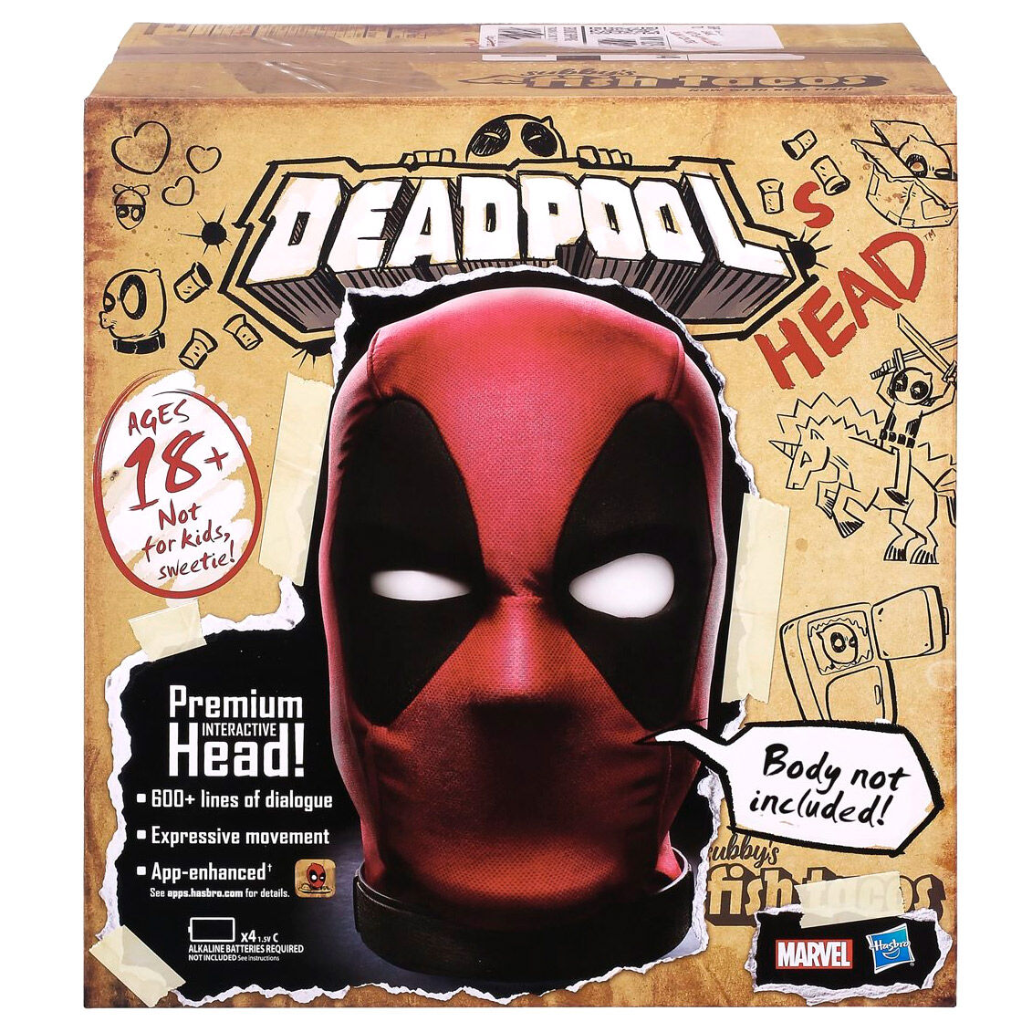 Cabeza interactiva de Deadpool Marvel Legends en rojo y negro - 3