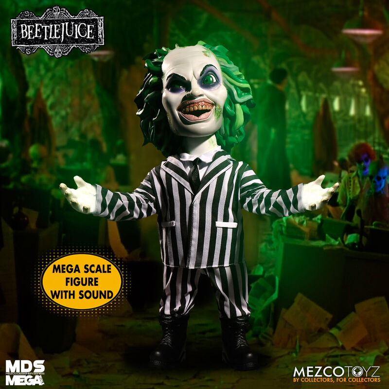 Figura parlante Beetlejuice de 38 cm con traje de rayas y cabello verde - 5