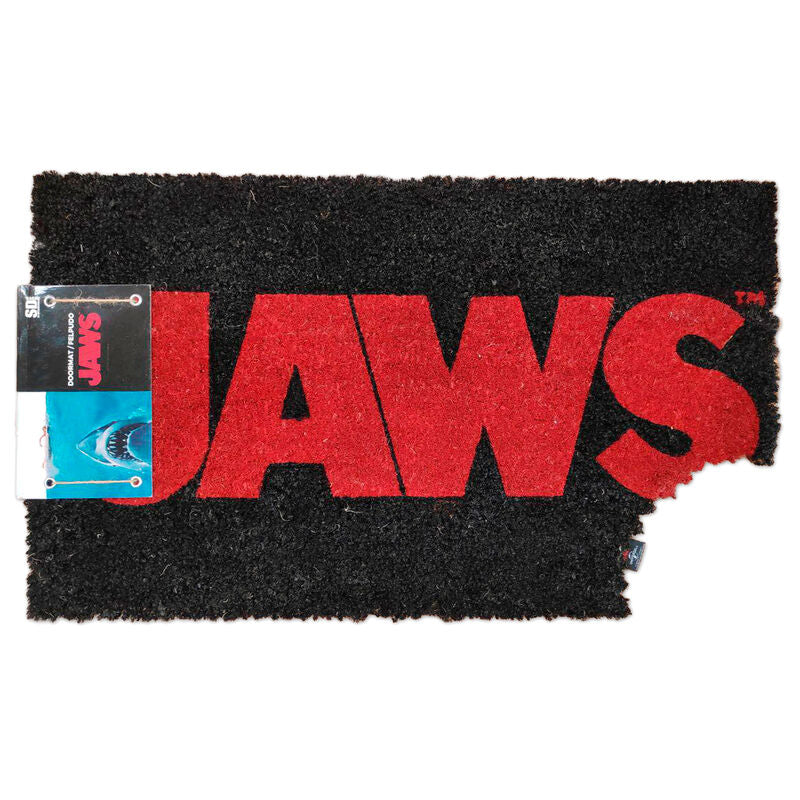 Felpudo negro JAWS con logotipo rojo de fibra de coco