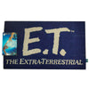Felpudo azul de E.T. The Extra-Terrestrial con logotipo y texto de la película
